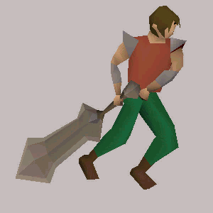 A player runs while holding the colossal blade.