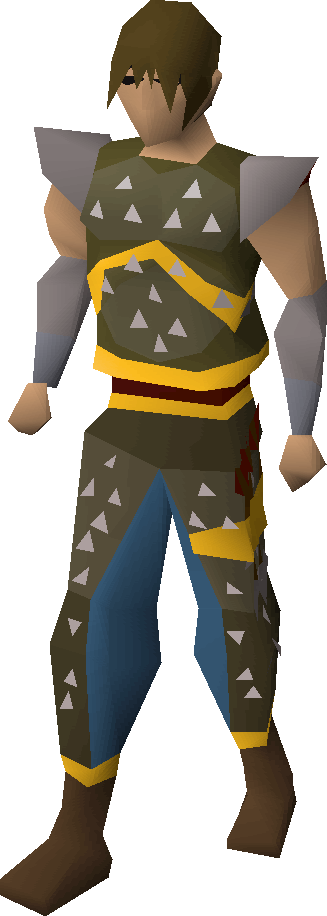 Gold-trimmed studded leather armour