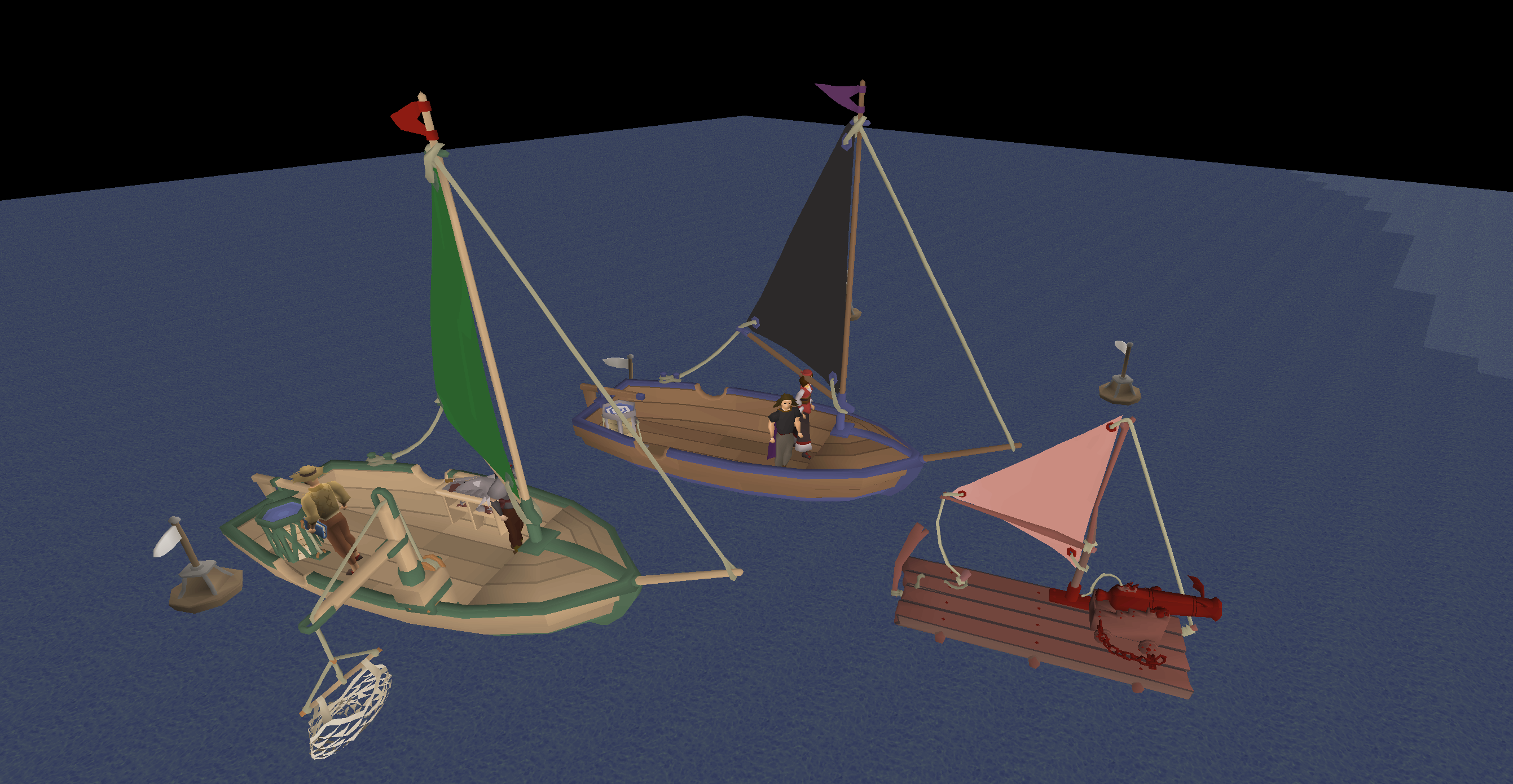 Sails of various colours.