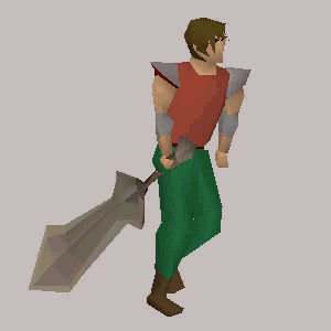 A player walks while holding the colossal blade.