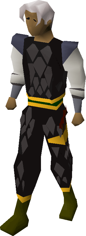 Black d'hide gold-trimmed armour