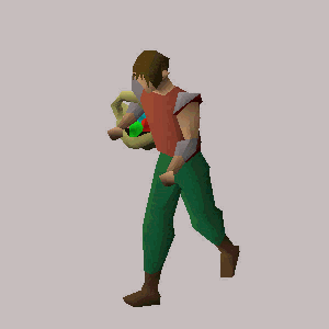A player skips while holding the Easter basket.