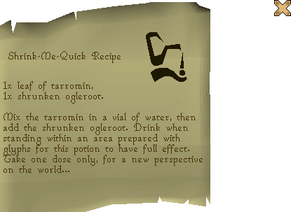 The shrinking recipe when read.