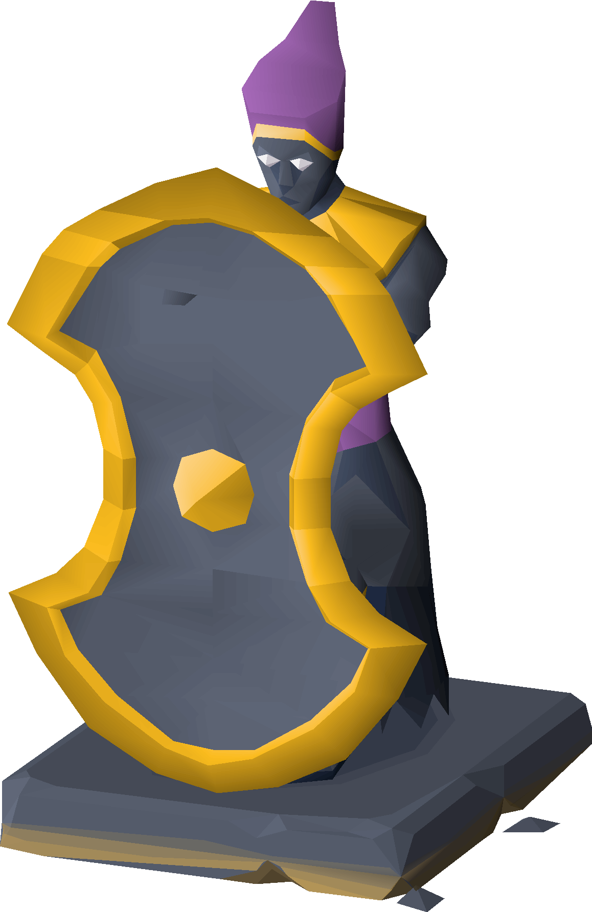 Shielded statue