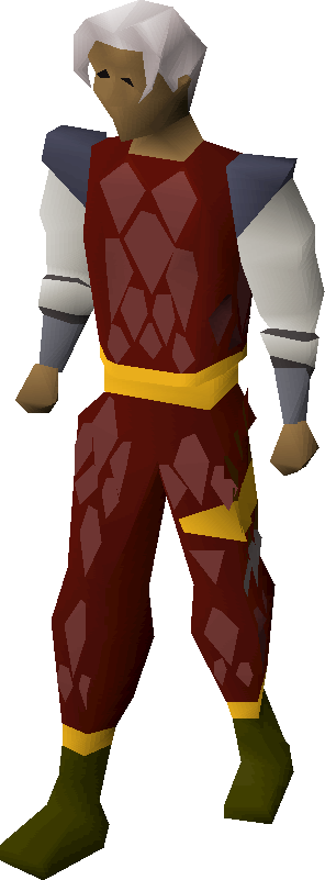 Red d'hide gold-trimmed armour