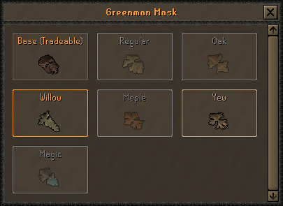 The menu shown when selecting the "Change-style" option.