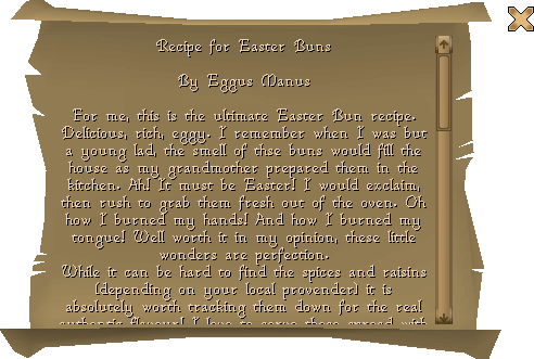 The interface when reading the recipe for easter buns.