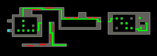 Pass through the inverted-T hallway, deactivate the log trap in the pillar room, and navigate the wall traps. Lastly, use Protect from Magic to nullify damage from the skeleton mages at the second room of pillars.
