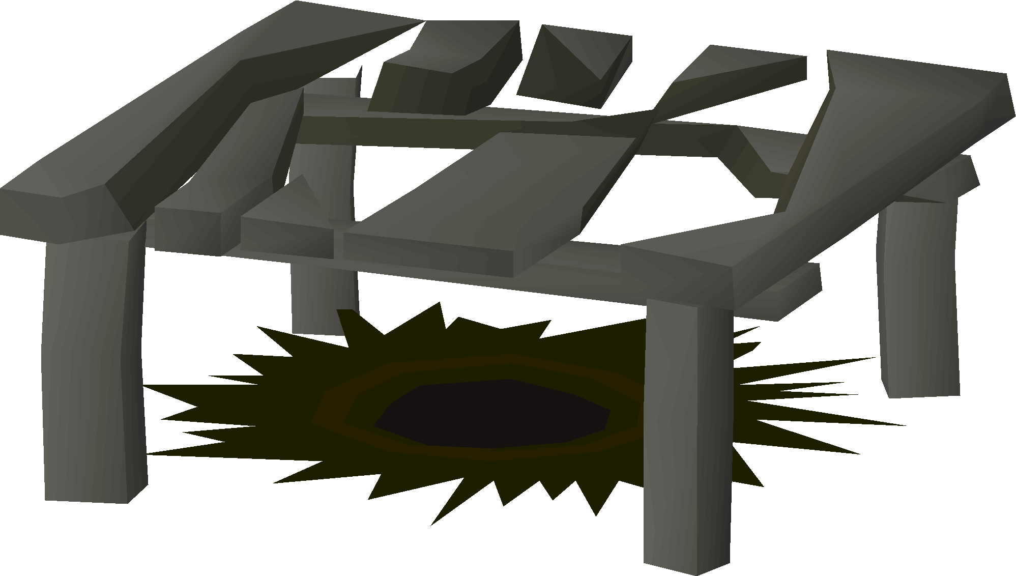 Charred remains of a table