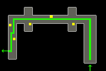 The U-shaped hallway after the bank.