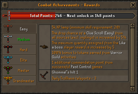 The revised rewards tab.