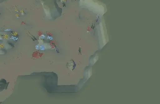 A procedurally generated underwater cavern.