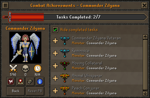 The revised boss information tab, showing Commander Zilyana.
