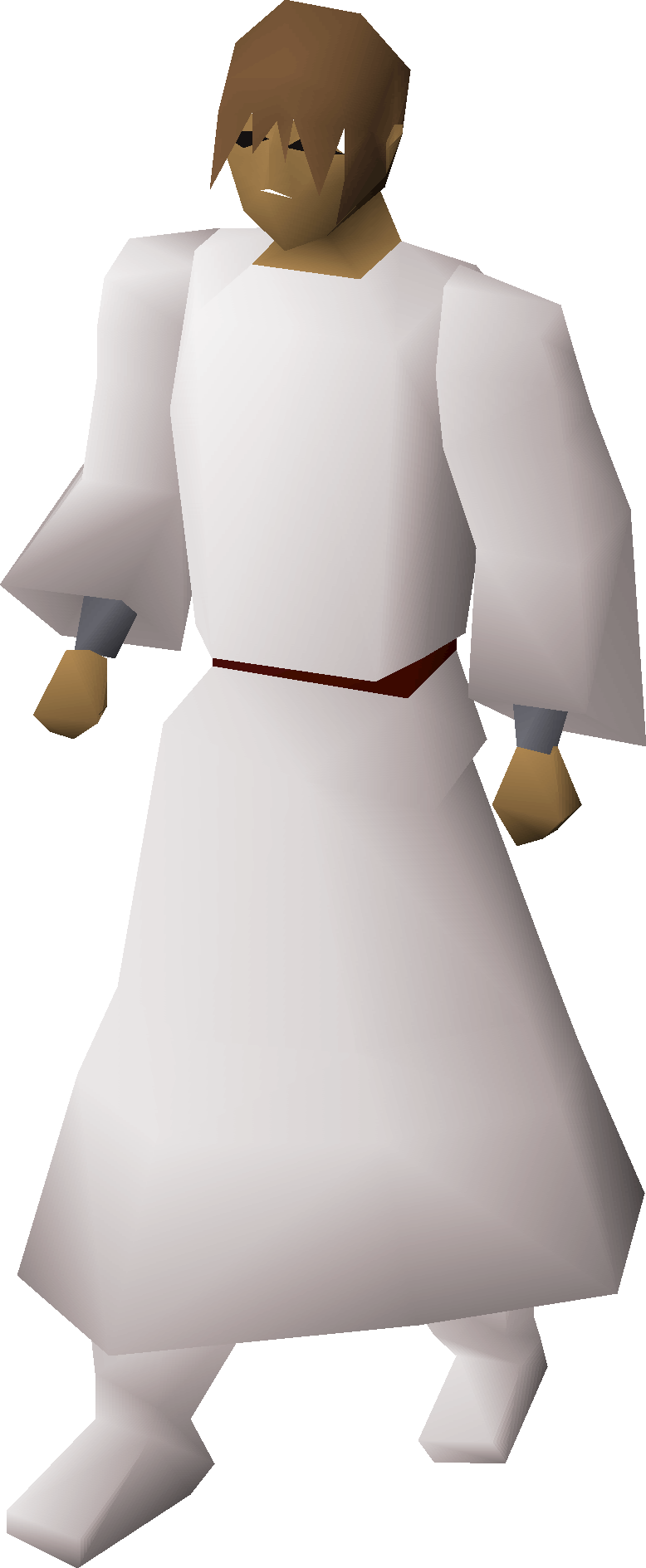 A player wearing the desert shirt, robe, and boots..