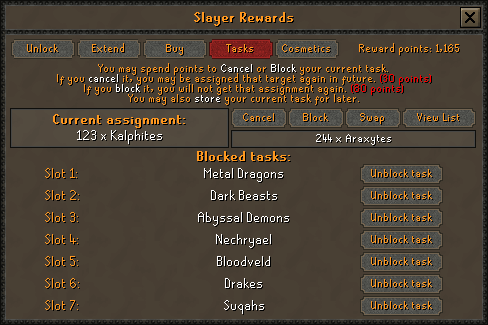 Slayer reward point