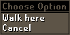 Walk here option as it appears when right-clicking.